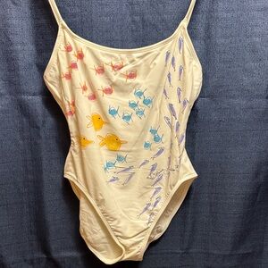 Anne Cole White One Piece with Colorful Fish Design